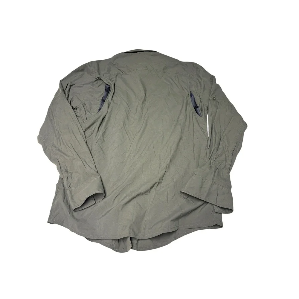 The North Face Mens Tekware Long Sleeve Button Up Hiking Shirt Green Medium
